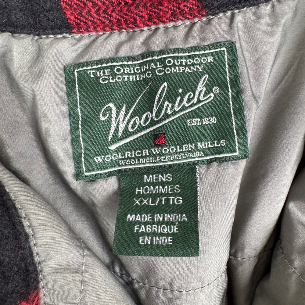 Woolrich Mens XXL Buffalo Plaid Insulated Shirt Jacket Red‎ Black Quilted 6151 - Picture 2 of 9